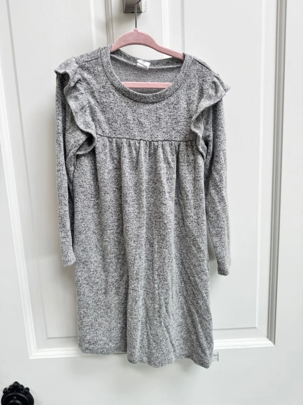 GAP Girls 4 Heather Gray Ruffle Knot Long Sleeve Lightweight Dress